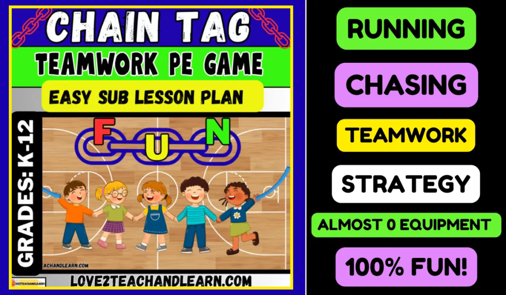 5 Favorite Elementary September PE Games - Chain Tag - Love 2 Teach and Learn