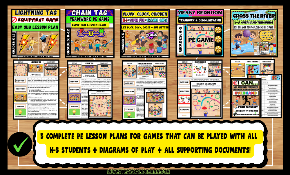 5 Elementary SEPTEMBER PE GAMES Back to School Fun BUNDLE | No Prep Lesson Plans