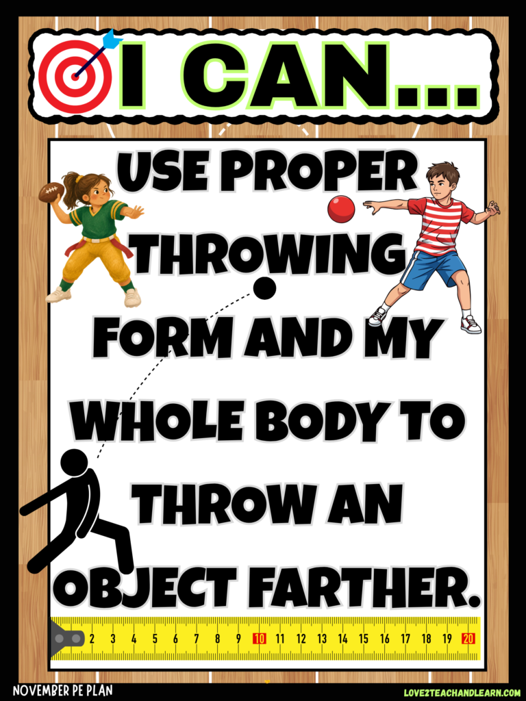 I CAN STATEMENT - Overhand Throwing for Distance - Love 2 Teach and Learn