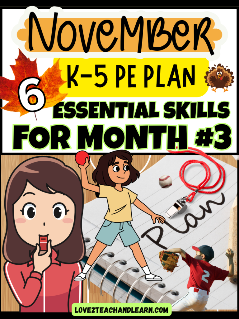 NOVEMBER PE PLAN: 6 Essential Elementary PE Skills for Month #3