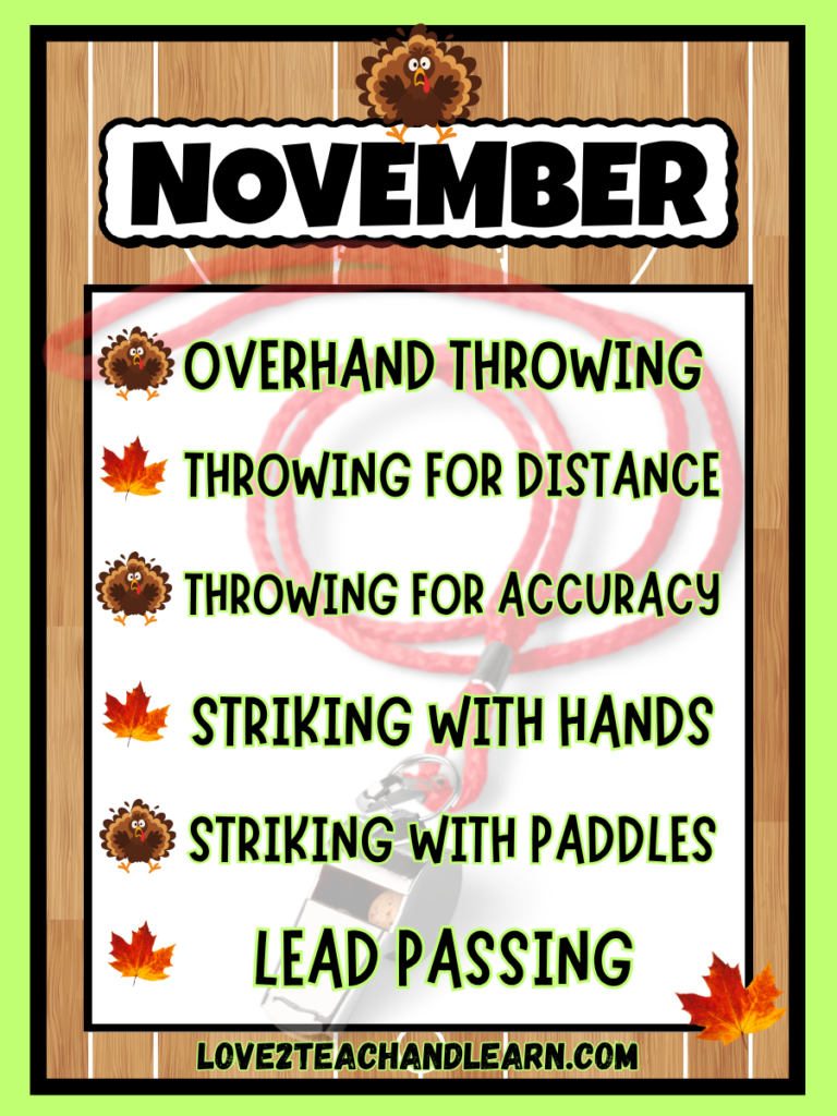 NOVEMBER PE PLAN: 6 Essential Elementary PE Skills for Month #3